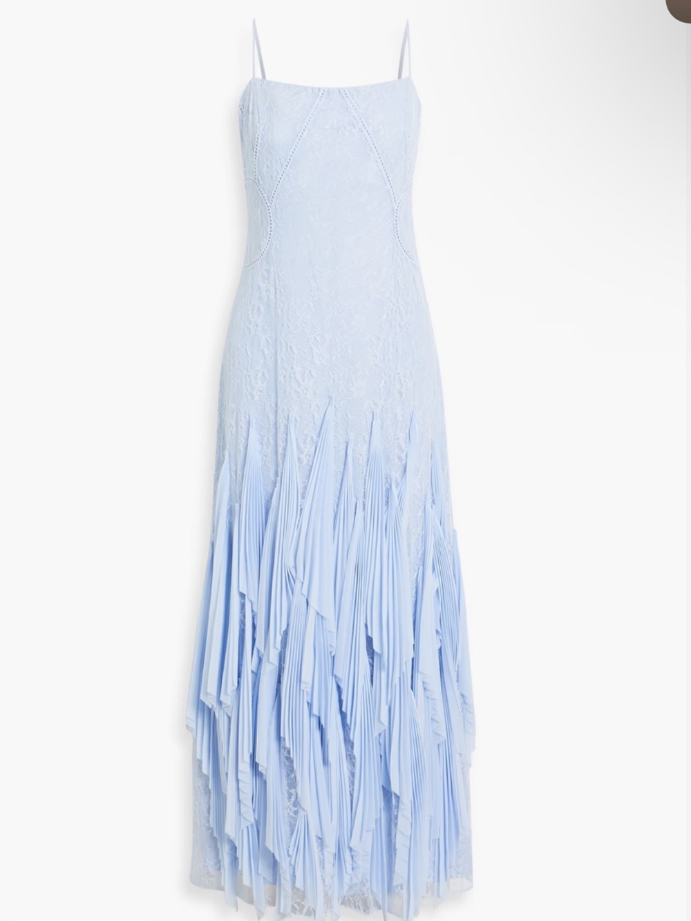 Simkai Gertrude Pleated Chiffon and Lace Gown